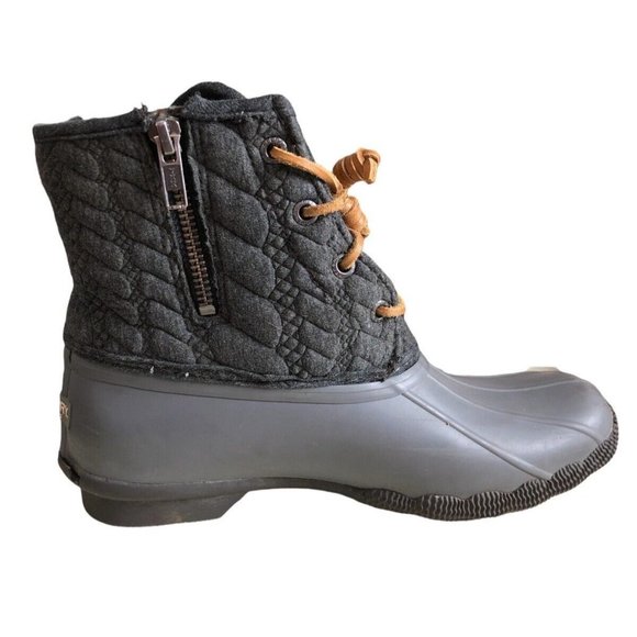 Sperry Duck Boots STS97186 Gray Charcoal Saltwater Rope Womens 6M Quilted Ankle - Picture 5 of 11